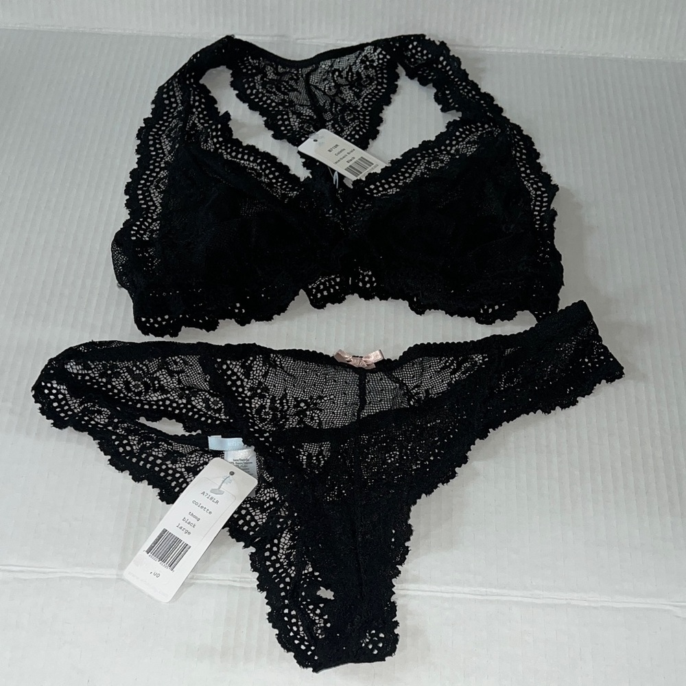 Eberjey Black Lace Intimates Set